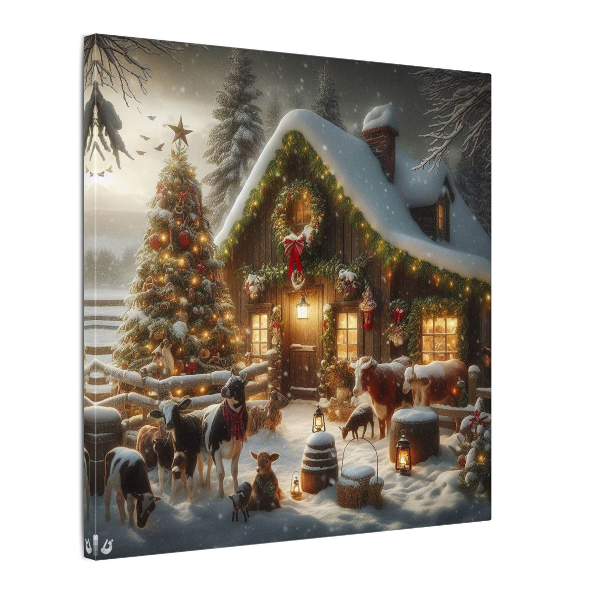 Christmas Cottage Canvas Wall Art