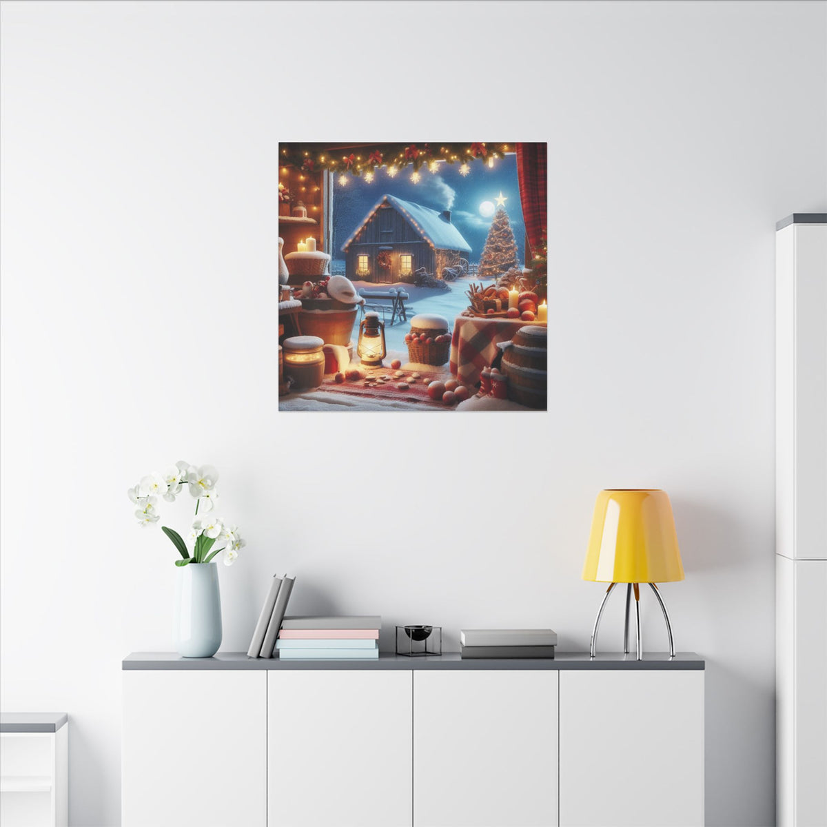 Christmas Cottage Matte Canvas Wall Art