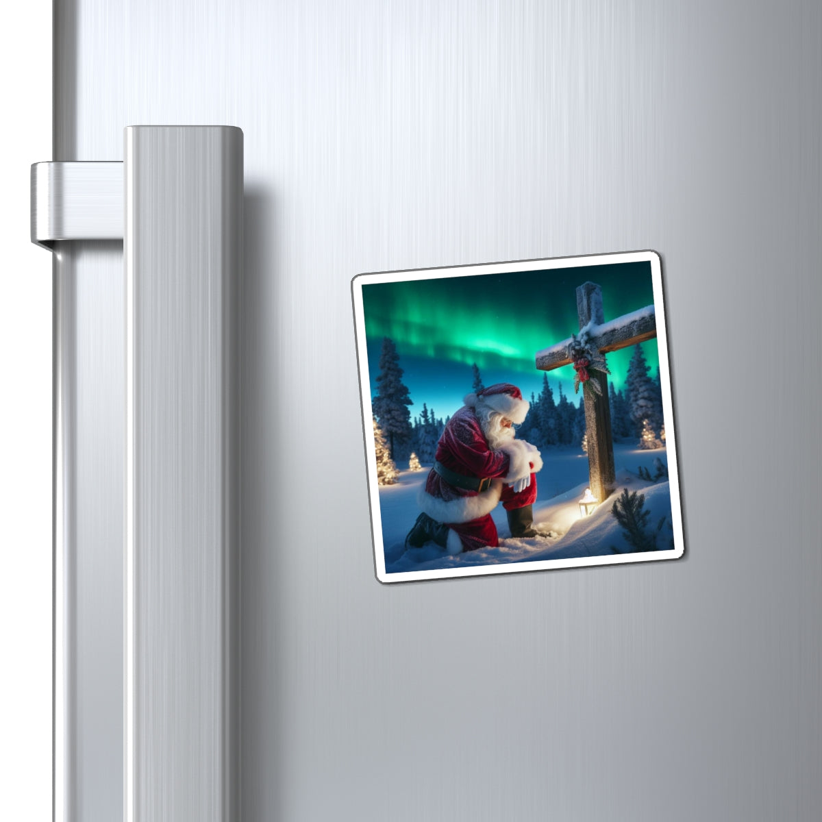 Santa Kneeling Cross Magnet