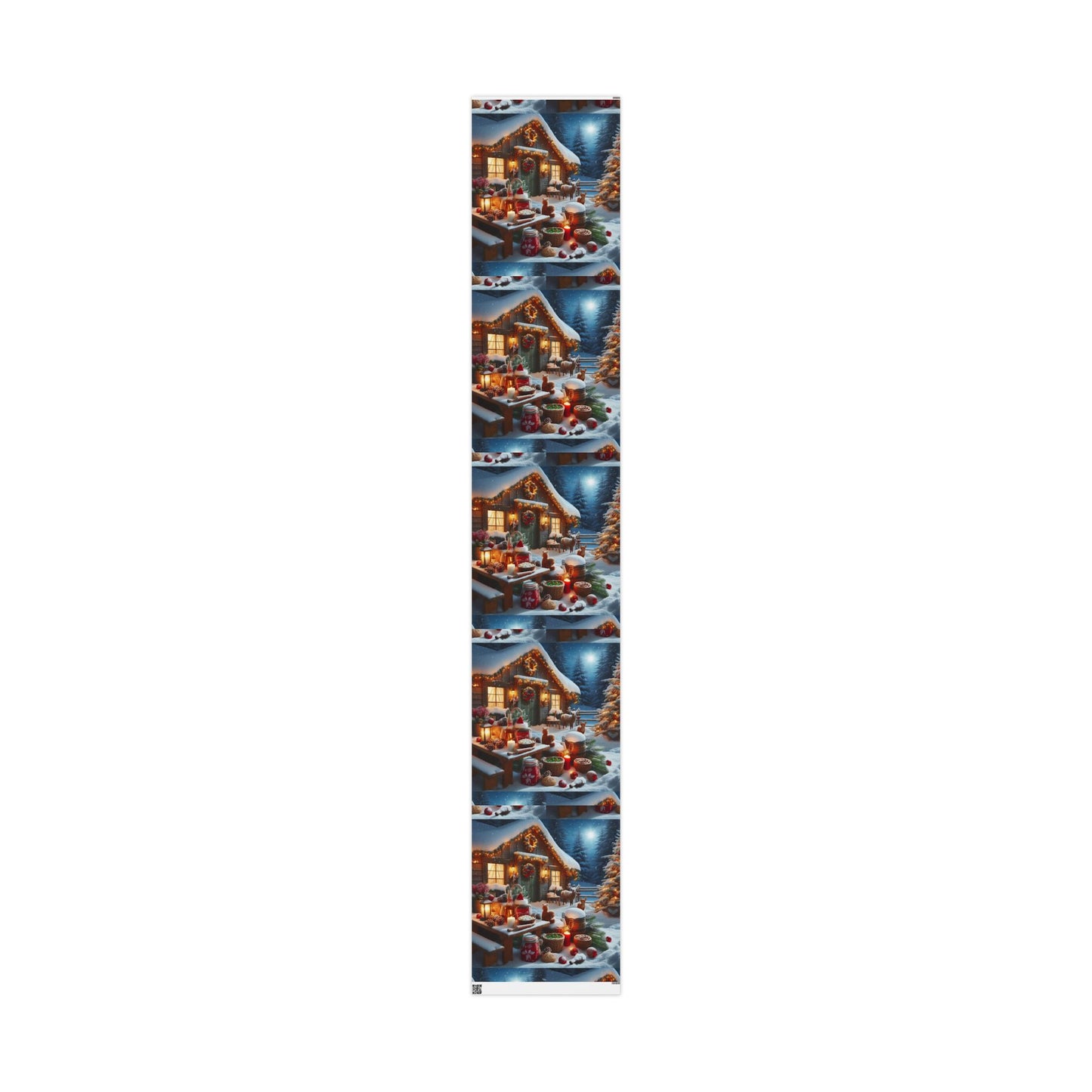 Christmas Cottage Wrapping Paper Roll — Cozy Winter Village Gift Wrap