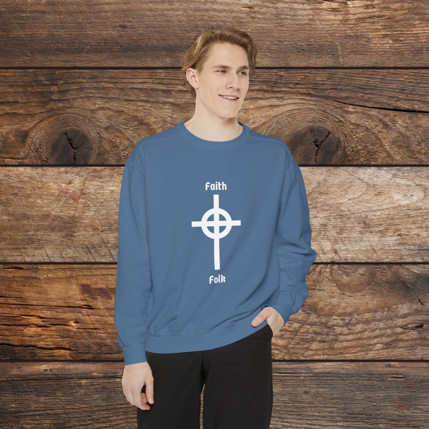Faith and Folk Long Celtic Cross Crewneck Sweatshirt