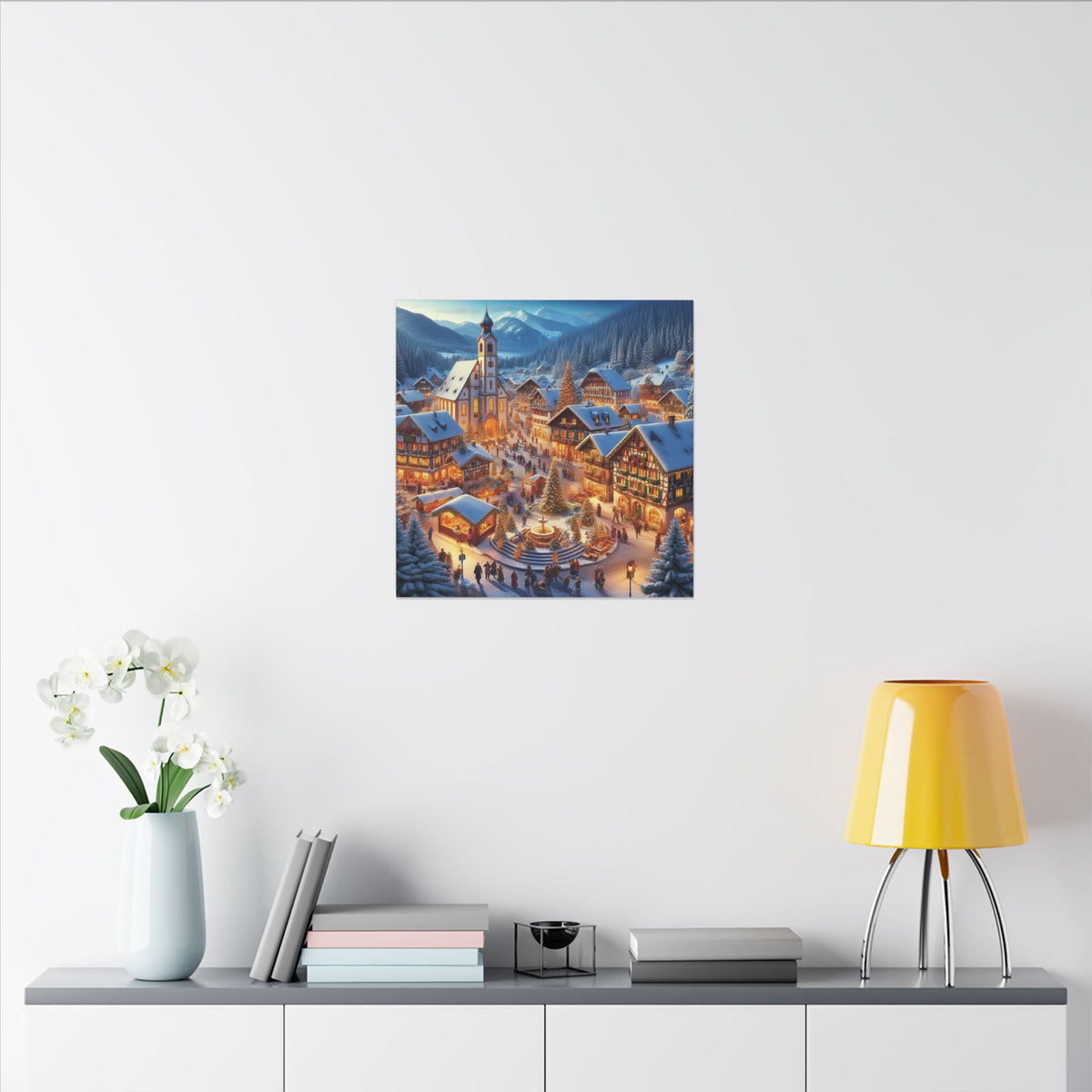 German Winter Village Christmas Canvas Wall Art