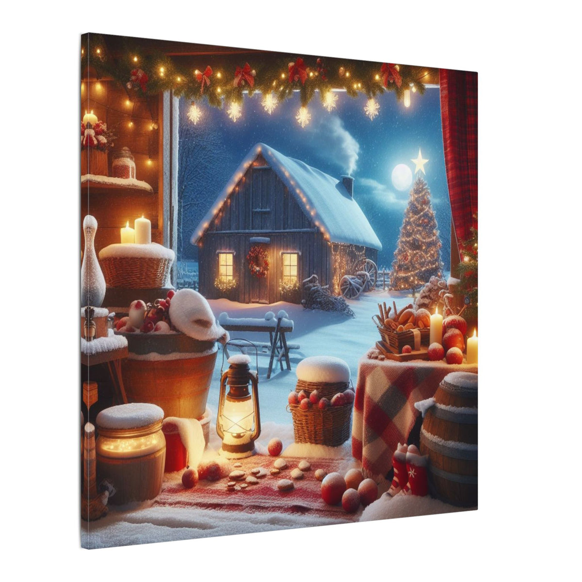 Christmas Cottage Matte Canvas Wall Art