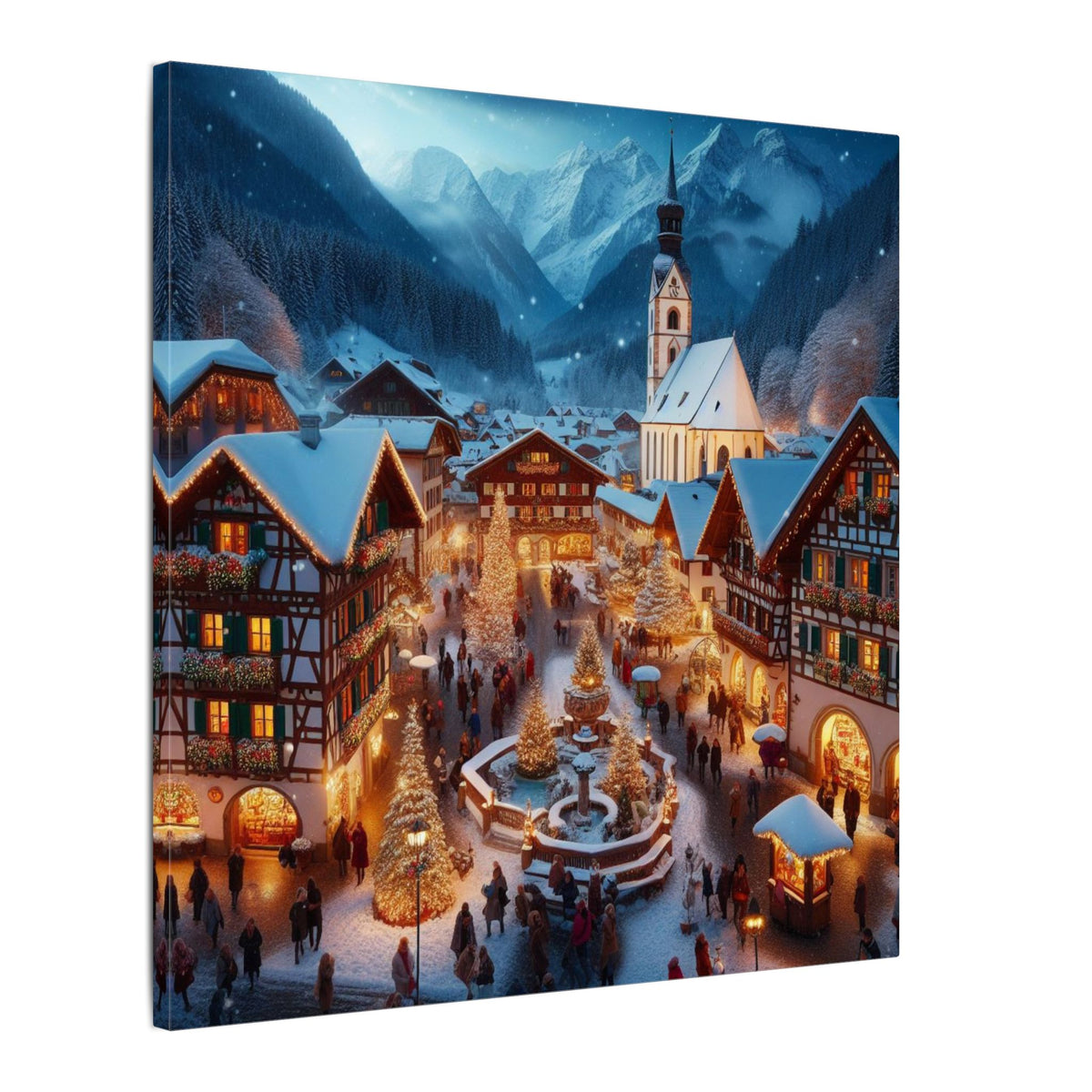 German Winter Village Christmas Canvas Print