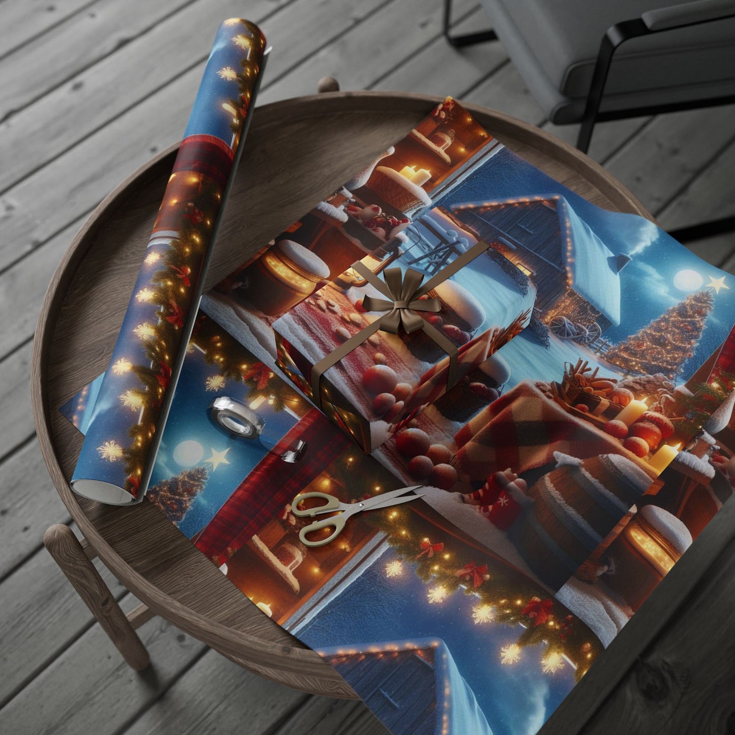 Christmas Farmhouse Wrapping Paper Roll — Cozy Holiday Gift Wrap