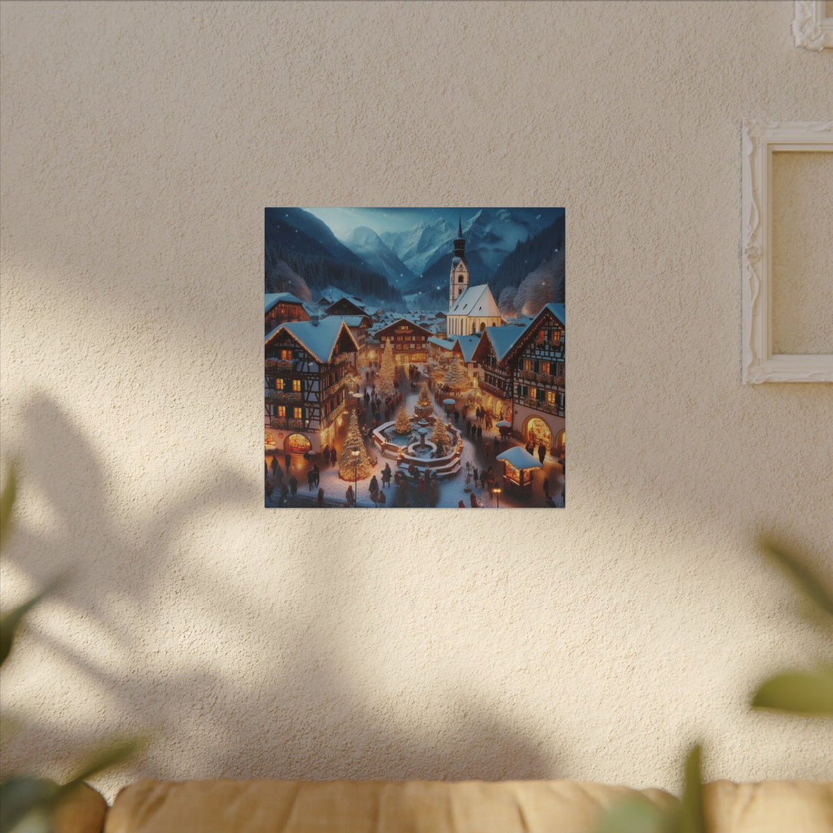 German Winter Village Christmas Canvas Print