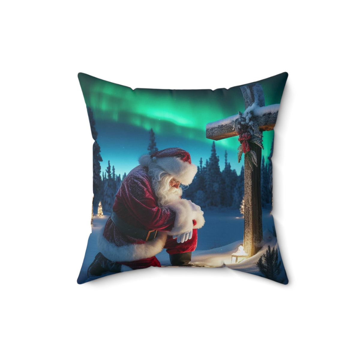 Christmas Santa Kneeling Cross Pillow