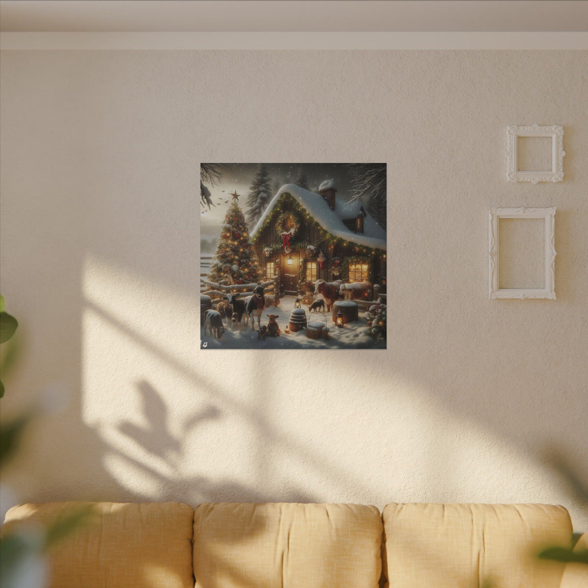 Christmas Cottage Canvas Wall Art