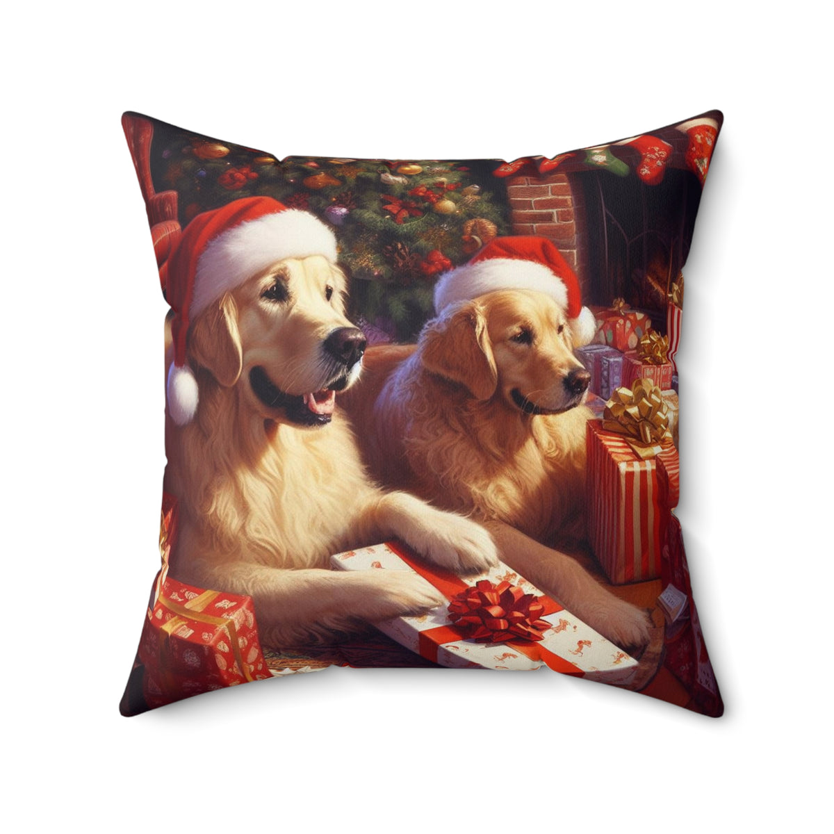 Golden Retrievers Christmas Morning Pillow