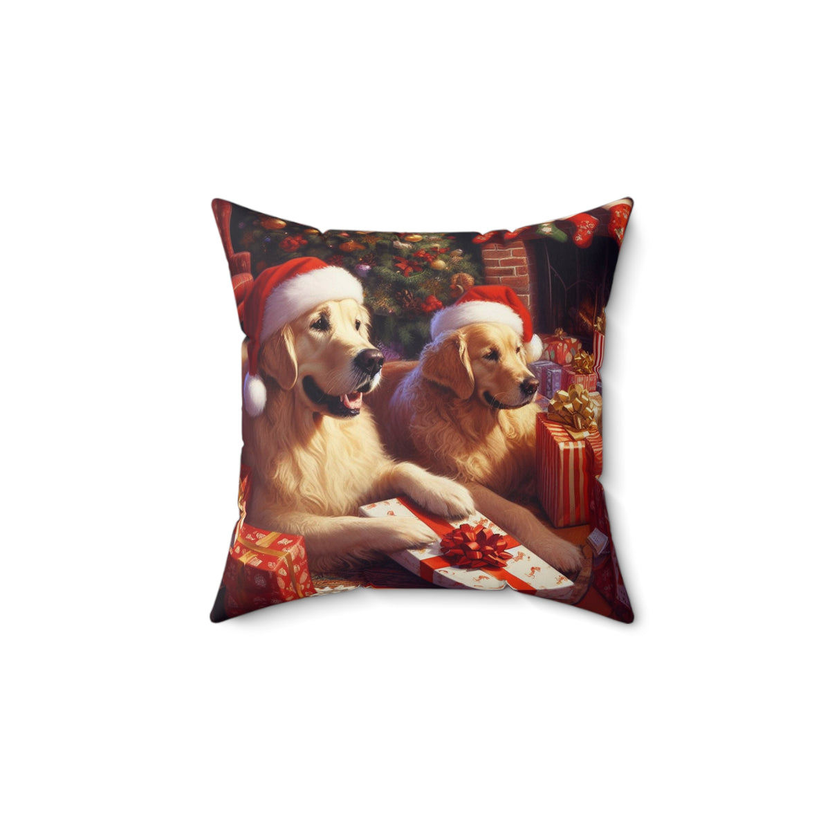 Golden Retrievers Christmas Morning Pillow