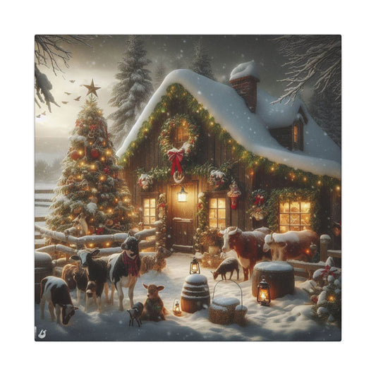 Christmas Cottage Canvas Wall Art