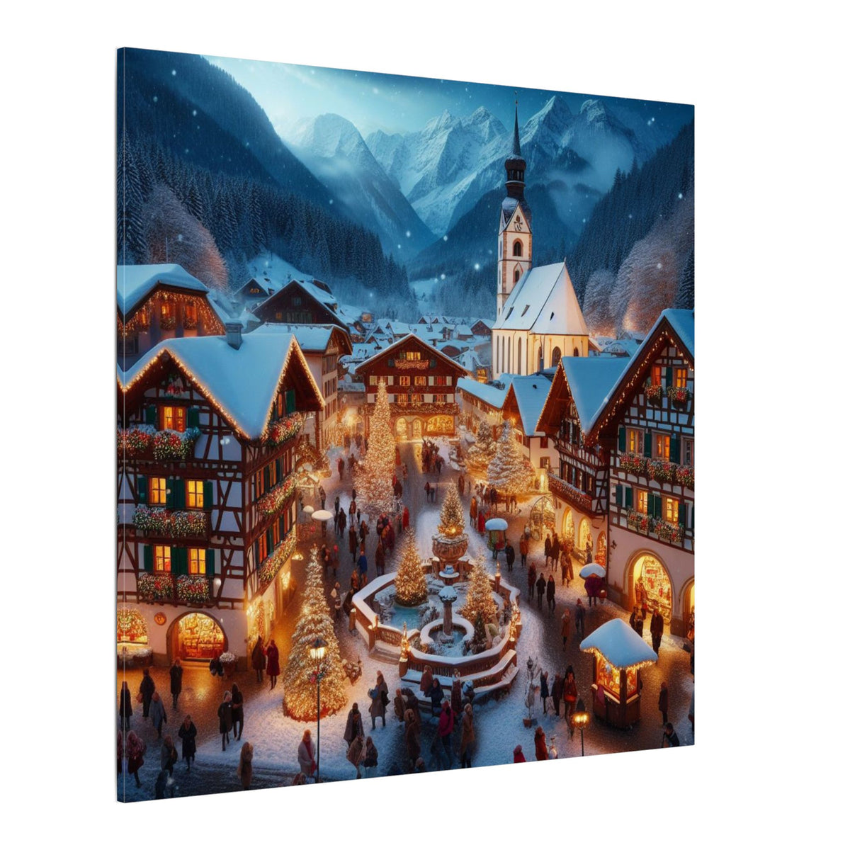 German Winter Village Christmas Canvas Print