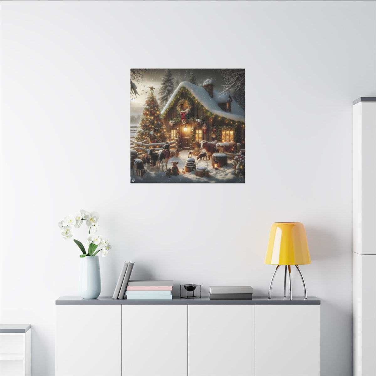Christmas Cottage Canvas Wall Art