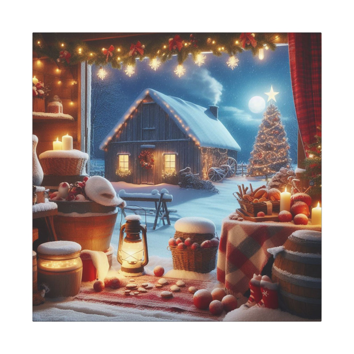 Christmas Cottage Matte Canvas Wall Art