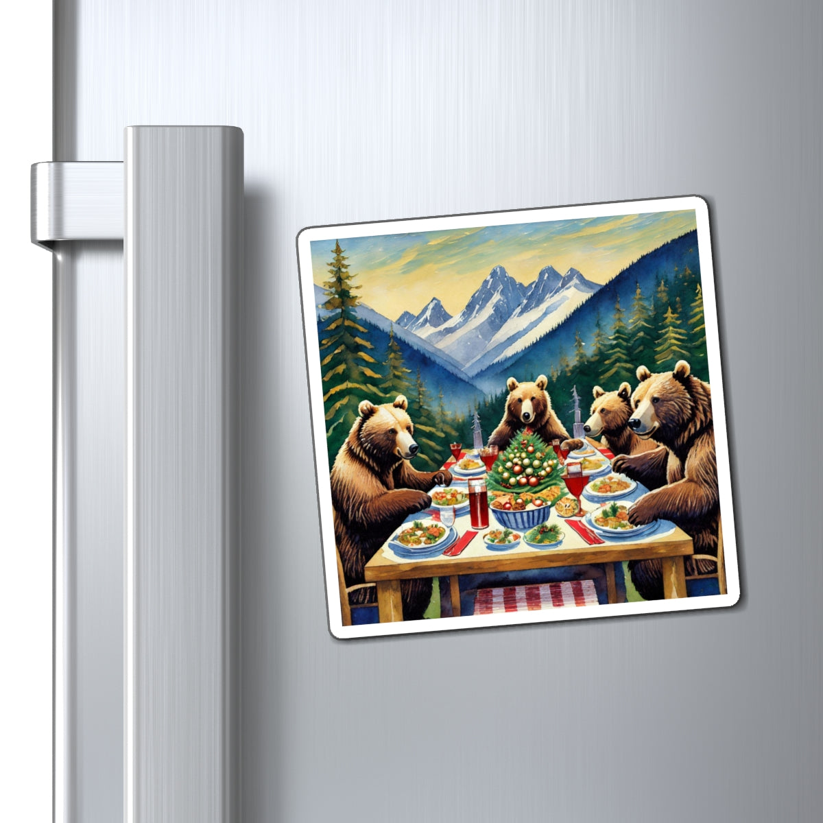 Grizzly Bear Christmas Dinner Magnet