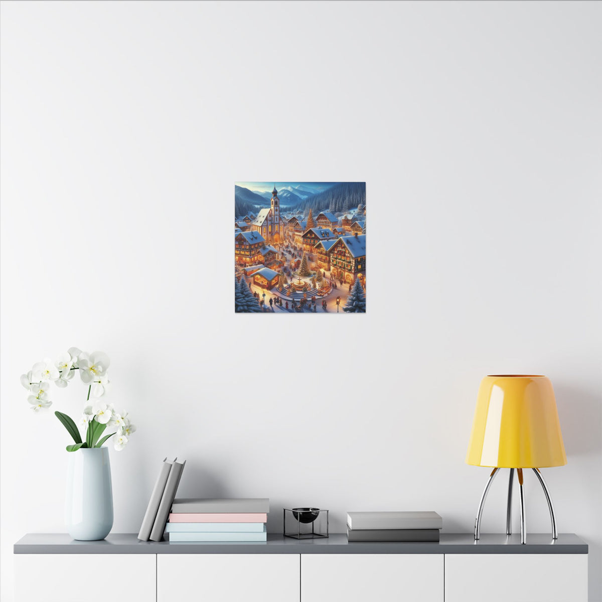 German Winter Village Christmas Canvas Wall Art