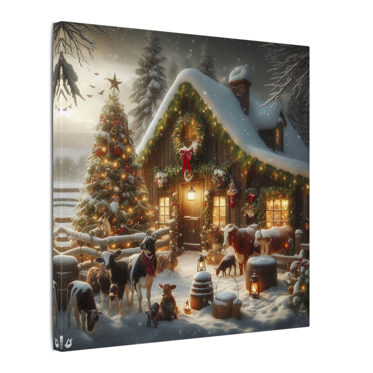 Christmas Cottage Canvas Wall Art