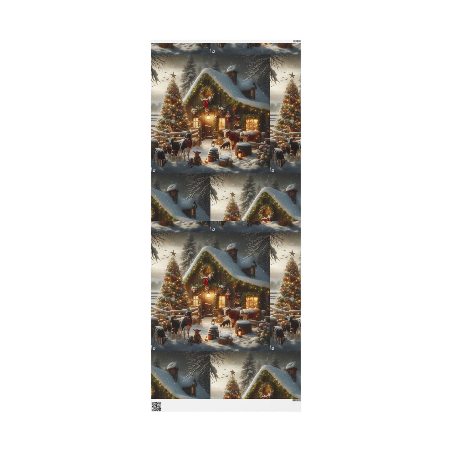 Christmas Cabin Wrapping Paper - Rustic Winter Landscape Gift Wrap