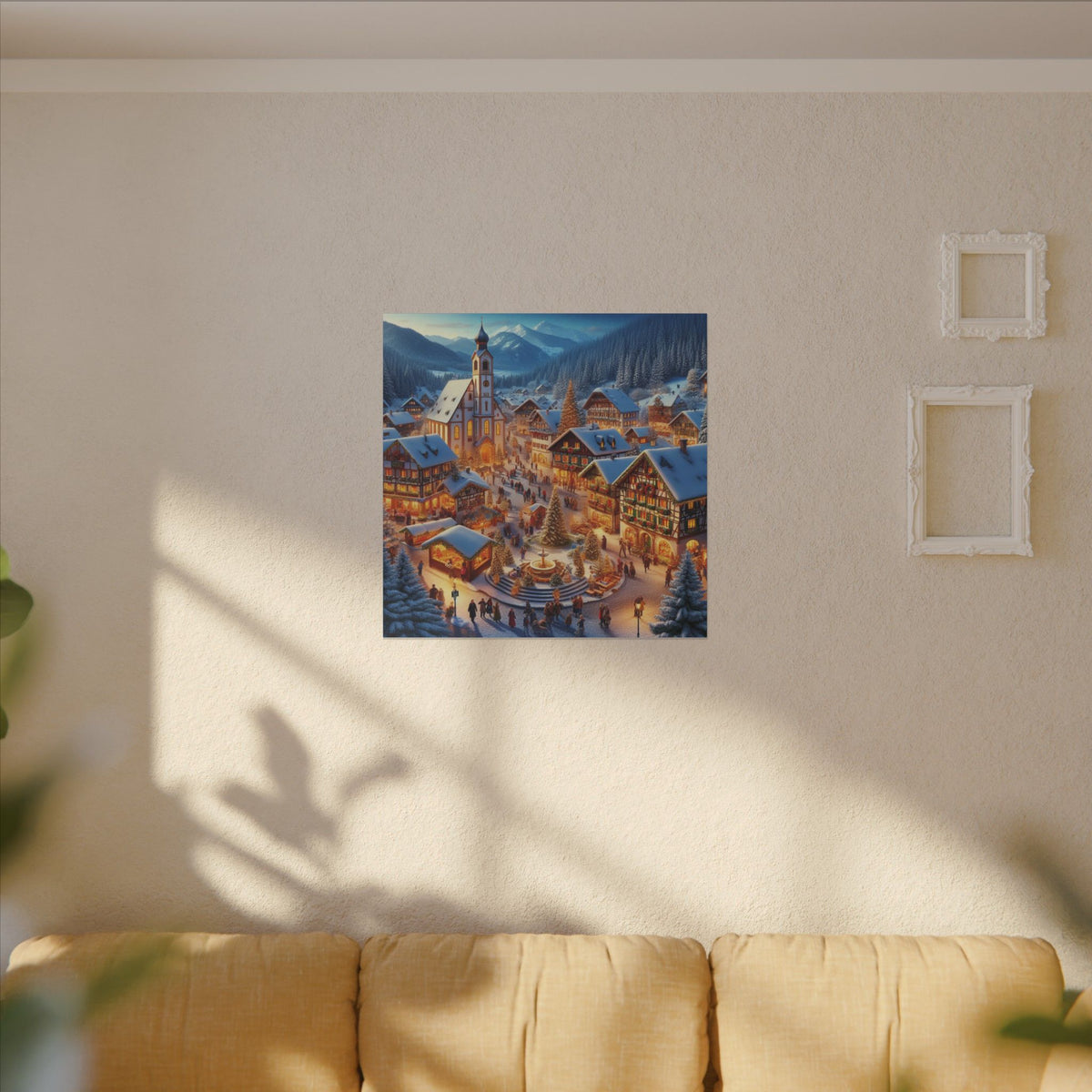 German Winter Village Christmas Canvas Wall Art
