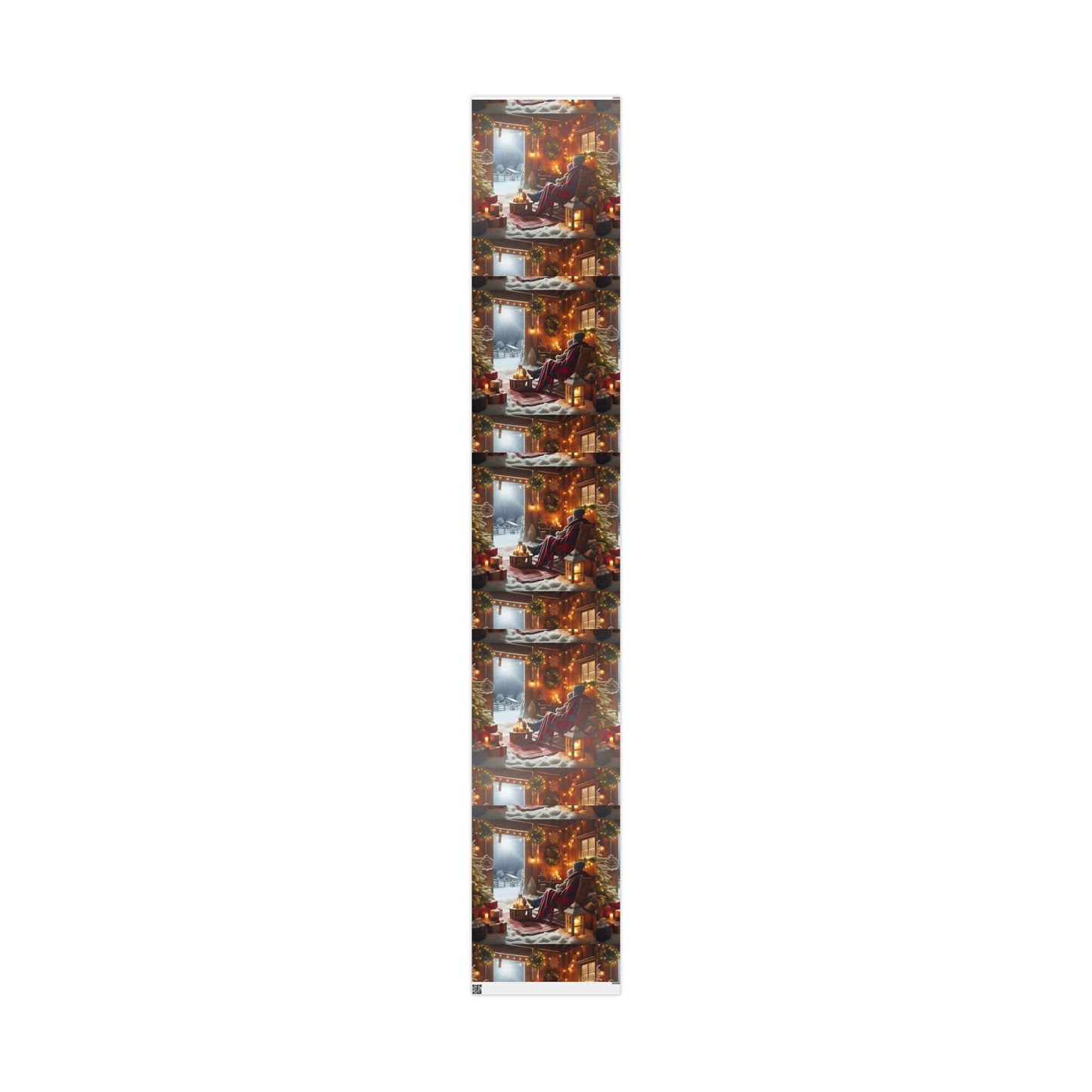 Cozy Cabin Christmas Wrapping Paper Roll — Rustic Scene Christmas Gift Wrap